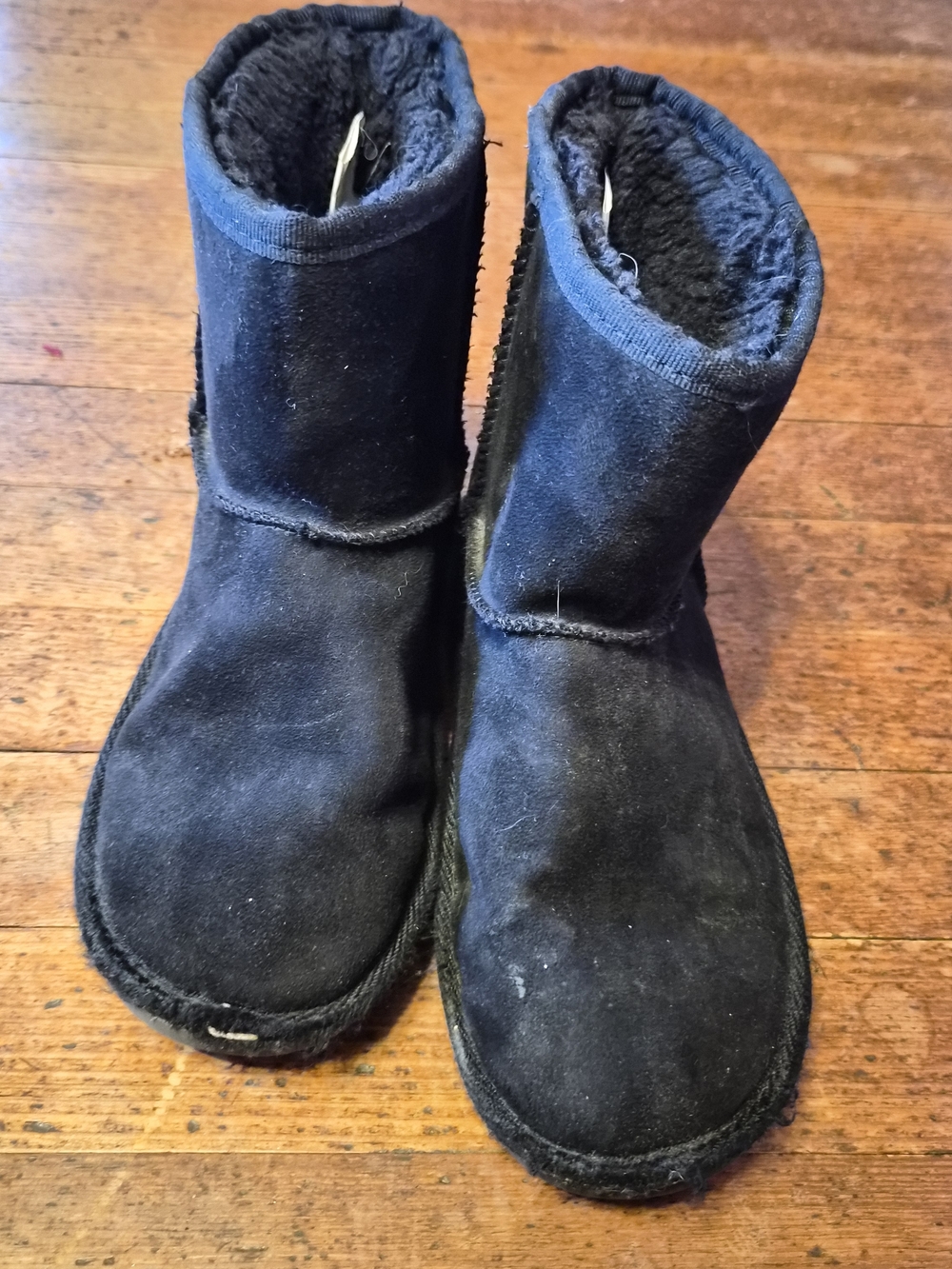 Lily & Dan Black Faux Suede Boots w/ Leopard Heel Kids Size 2/3